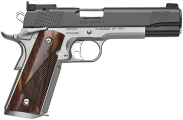 Picture of Kimber America Super Match II, 1911, Semi-automatic, Full Size, 45ACP, 5" Barrel, Matte Finish, Black Slide with Silver Frame, Wood Grips, Adjustable Sights, 8 Rounds 3200309