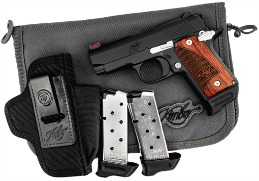 Picture of Kimber Mfg.,inc Micro 9 RTC Bundle 9mm 7+1 6.10" Black KimPro II Stainless Steel Slide Rosewood Grip 3300245