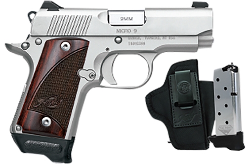 Picture of Kimber Mfg, Inc Micro 9 RTC Bundle Micro Frame 9mm Luger 7+1 3.15" Stainless Match Grade Barrel, Kimpro II Silver Serrated Slide, Kimpro II Silver Aluminum Frame w/Beavertail, Rosewood Grip 3300250