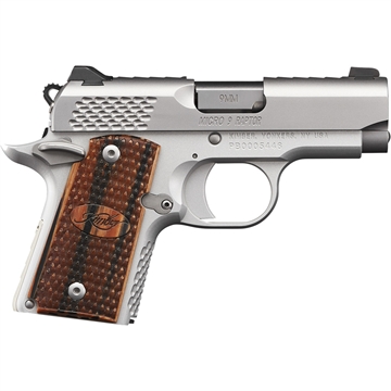 Picture of Kimber America Micro 9 Raptor, Single Action, Semi-automatic, Metal Frame Pistol, Sub-Compact, 9MM, 3.15" Barrel, Stainless Steel Match Grade Barrel, Aluminum, Satin Finish, Silver, Zebrawood Grips, Tritium Night Sights, Ambidextrous Manual Safety, 7 Rounds, Ambidextrous 3300109