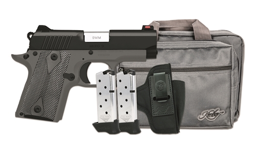 Picture of Kimber America Micro 9 Shadow Ghost, RTC Bundle, Semi-automatic, Metal Frame Pistol, Compact, 9MM, 3.15" Barrel, Matte Finish, Black Slide, Gray Frame, Fiber Optic Front Sight, 7 Rounds, 2 Magazines, Includes DeSantis Pro Stealth Holster 3300252