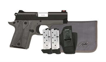Picture of Kimber America Micro 9 Shadow Ghost, RTC Bundle, Semi-automatic, Metal Frame Pistol, Compact, 9MM, 3.15" Barrel, Matte Finish, Black Slide, Gray Frame, Fiber Optic Front Sight, 7 Rounds, 2 Magazines, Includes DeSantis Pro Stealth Holster 3300252