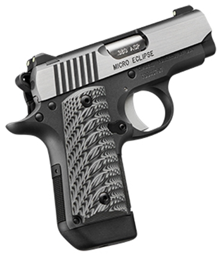 Picture of Kimber Mfg, Inc Micro Eclipse 380 ACP 7+1 2.75" Stainless Match Grade Barrel, KimPro II Black Serrated Stainless Steel Slide, Charcoal Gray Aluminum Frame w/Beavertail, G10 Grip 3300188