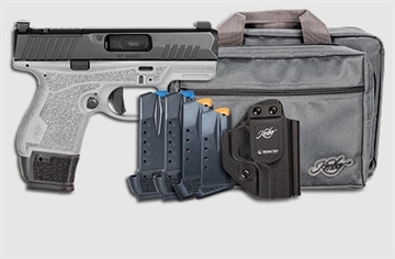 Picture of Kimber America R7 Mako, Semi-automatic, Striker Fired, Polymer Frame Pistol, Compact, 9MM, 3.37" Barrel, Matte Finish, Gray Frame, Black Slide, Optic Ready, Night Sights, 10 Rounds, 5 Magazines, Includes MFT Holster and Range Bag 3800023