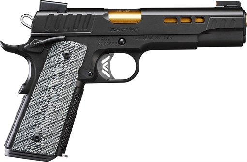Picture of Kimber America RAPIDE, 1911, Semi-automatic, Metal Frame Pistol, Full Size, 10MM, 5" Barrel, Stainless Steel Match Grade Barrel, Stainless Steel, KimPro Finish, Charcoal Gray, G10 Grips, TRUGLO TFX Tritium/Fiber-Optic Day/Night Sights, Ambidextrous Manual Safety, 8 Rounds, Ambidextrous 3000384