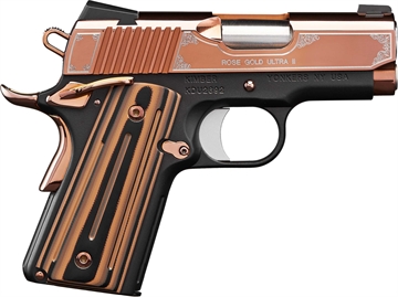 Picture of Kimber Mfg, Inc Ultra II 45 ACP 7+1 3" Stainless Match Grade Barrel, Engraved Rose Gold PVD Serrated Stainless Steel Slide, Kimpro II Black Aluminum Frame w/Beavertail, G10 Grip 3200373