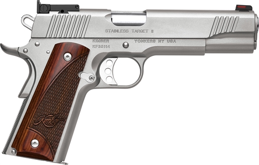 Picture of Kimber Mfg, Inc Stainless II Target Full Size Frame 9mm Luger 9+1 5" Stainless Match Grade Barrel, Satin Silver Serrated Stainless Steel Slide & Frame w/Beavertail, Rosewood Grip 3200326