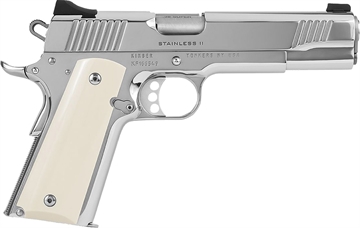 Picture of Kimber America Stainless II, High Polished, Semi-automatic, 1911, Full Size, 38 Super, 5" Barrel, High-Polished Stainless Steel Slide, G10 Bonded Smooth Ivory Grips, 9 Rounds, Manual Safety, White Dot Sights 3200397