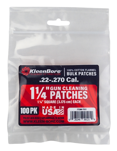 Picture of KleenBore Super Shooter .22 - .270 Cal 1.25" 100% Cotton Flannel 100 Per Pack P201