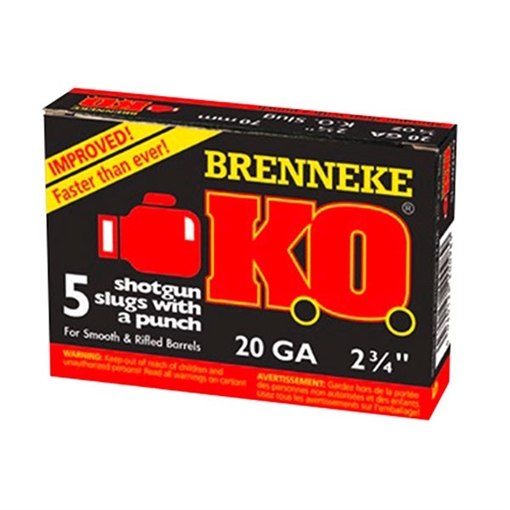 Picture of Brenneke Usa K.O. 20 GAUGE 2-3/4'' 3/4OZ RIFLED SLUG 5/BOX SL-202KO