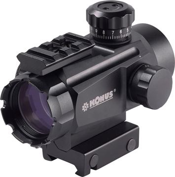 Picture of Konus Sight MR, Red Dot, 1X35mm, 35mm Tube, 4 MOA Red/Green Dot, Matte Black Finish, Includes .22 Base Attachment 7378