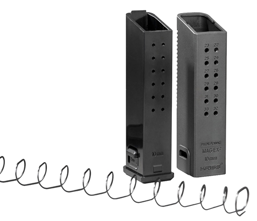 Picture of Kriss USA Mag-Ex2 Extension Kit Extended 10mm Auto 33rd Compatible w/Glock 20/40 Gen3-5 15rd Mag Black Polymer KVAMX2K10BL00