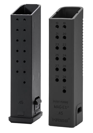 Picture of Kriss USA Mag-Ex2 Extension Kit Extended 45 ACP 30 Compatible w/ Glock 21 Gen3-5 13rd Magazines Black Polymer KVAMX2K45BL00