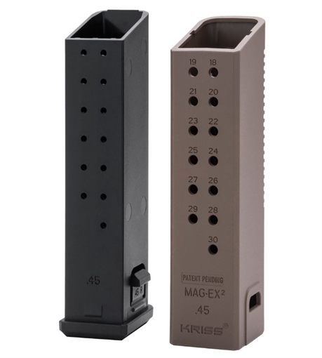 Picture of KRISS USA, Inc Magazine Extension, 9MM, +23 Rounds, Flat Dark Earth, Fits Kriss VECTOR, Fits Glock 17 Magazines KVA-MX2K90FD00