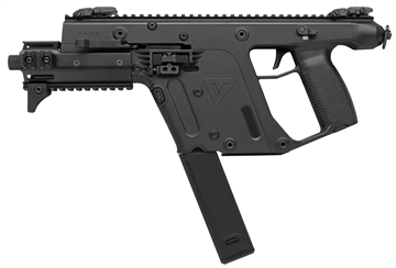 Picture of KRISS USA, Inc Vector G2 SDP-E, Pistol, Semi-automatic, 45 ACP, 6.5" Barrel, Threaded Barrel, Polymer, Black, Folding Sights, 30 Rounds, KRISS Recoil Mitigation System, 1 Magazine, Mini Handguard, Thread Protector KV45-PBL30 KV45PBL30