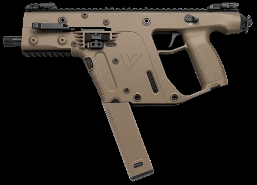 Picture of KRISS USA, Inc VECTOR SDP, Gen II, Pistol, Semi-automatic, 45 ACP, 5.5" Barrel, Threaded Barrel, Polymer, Flat Dark Earth, Flip Up Sights, 30 Rounds, 1 Magazine, Quick Detach Sling Swivel KV45-PFD20 KV45PFD20