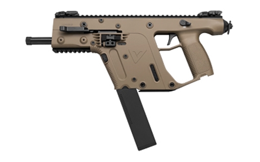Picture of KRISS USA, Inc Vector G2 SDP-E, Pistol, Semi-automatic, 45 ACP, 6.5" Barrel, Threaded Barrel, Polymer, Flat Dark Earth, Folding Sights, 30 Rounds, KRISS Recoil Mitigation System, 1 Magazine, Mini Handguard, Thread Protector KV45-PFD30