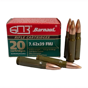 Picture of Barnaul Ammunition 7.62X39MM 123GR FULL METAL JACKET 20/BOX BRN 762X39 FMJ123