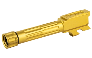 Picture of LanTac USA LLC 9INE Barrel, Fluted, 1/2-28 Thread Pattern, Fits Glock 43/43x, TiN Finish, Bronze, Includes Matching Thread Protector 01-GB-G43-TH-BRNZ