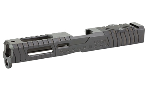Picture of LanTac USA LLC Razorback Stripped Slide, Fits Gen 1-3 Glock 17, RMR Cut with Plate, DLC Finish, Black 01-GSS-GEN13-G17-LT