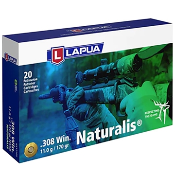 Picture of Lapua Naturalis Solid Rifle Ammo 308 Winchester 170gr 2625fps 20/ct N317105