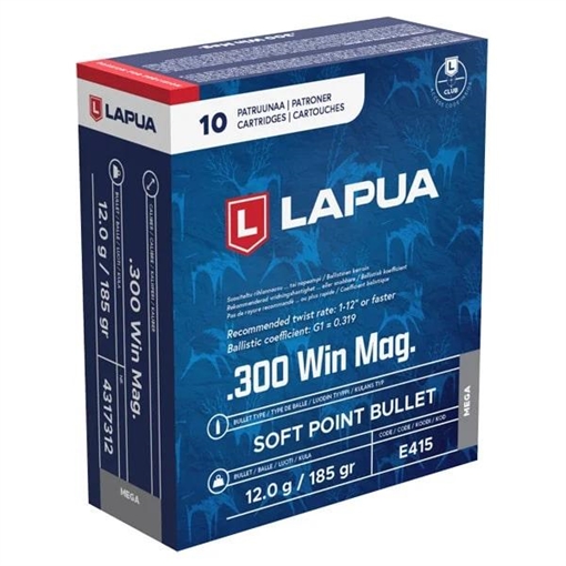 Picture of Lapua Rifle Ammuntion .300 Win Magazine 185gr Mega SP 2723 fps 4317312