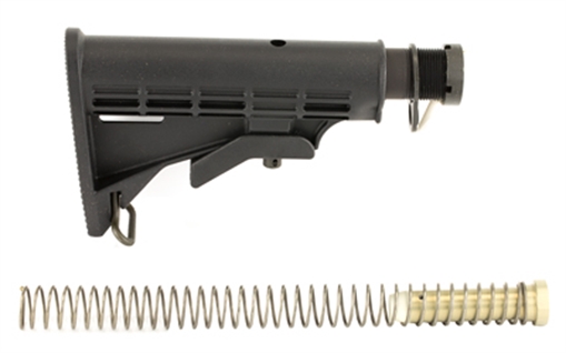 Picture of LBE Unlimited Complete Stock Kit, Fits AR-15, Contains Mil-Spec Dia Stock, Buffer Tube, Castle Nut, Lock Plate, Black MILSTKKT
