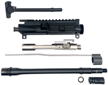 Picture of LBE Unlimited Ready Build Kit, Complete Upper Receiver, 12.5" Cold Hammer Forged Barrel, 223 Remington/556NATO, A2 Flash Hider, Mid Length Gas System, M16 Bolt Carrier Group, Standared Charging Handle, Black AR125RBK