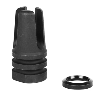 Picture of LBE Unlimited Three Prong Flash Hider Black 1215 Steel with 1/2"-28 tpi Threads for 5.56x45mm NATO AR-15 ARFH3PNG