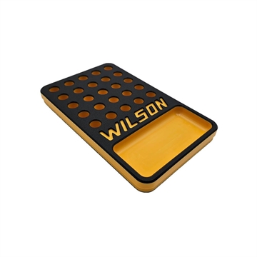 Picture of L.E. Wilson Reloading Tray with Bullet/Primer Cup .473" 25 Hole Black/Yellow W25-PBY12