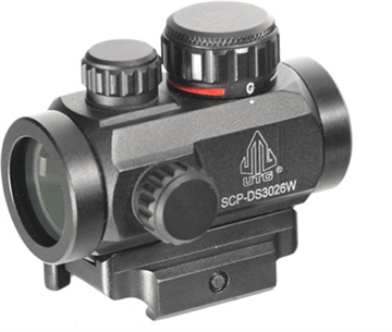 Picture of Leapers, Inc. - UTG Instant Target Aiming Sight, 2.6", 30mm, Fits Picatinny, Black, Red/Green CQB Micro Dot, w/Integral QD Mount SCP-DS3026W