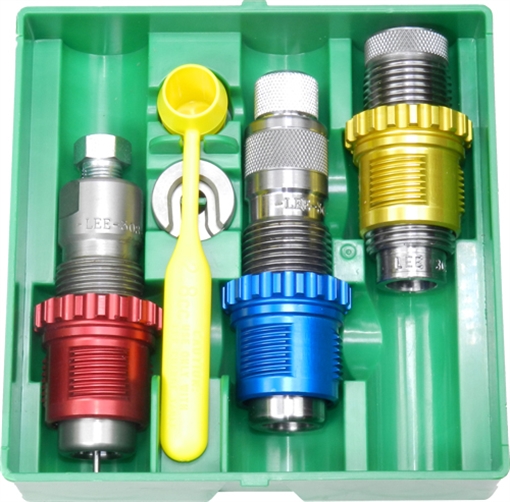 Picture of LEE PACESETTER 3-DIE SET & BREECH LOCK BUSHINGS 22-250! 91948