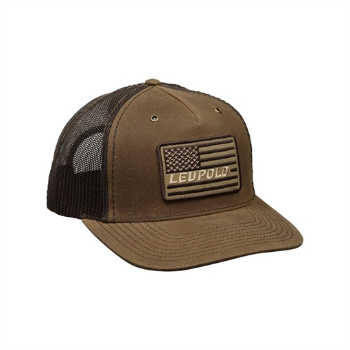 Picture of Leupold Flag Waxed Canvas Trucker Hat Buck/Brown 185040
