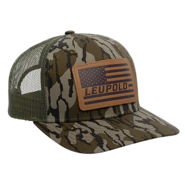 Picture of Leupold Leather Flag Trucker Hat Mossy Oak Bottomland Camo/Green 172600