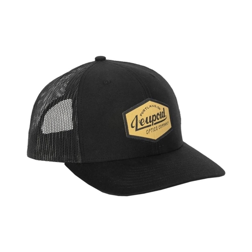 Picture of Leupold Optics Co. Trucker Hat Gold Label Black/Black One Size Fits All 175512