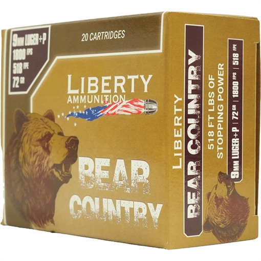 Picture of LIBERTY AMMO AMMO BEAR COUNTRY 9MM+P 72GR 20/10 LABC072 732388964581