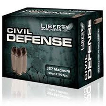 Picture of Liberty Ammunition  Civil Defense 357Mag 50gr Lead Free Fragmenting Hollow Point 20 Per Box/50 Case  LA-CD-357-030