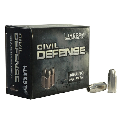 Picture of Liberty Ammunition LACD380023 Civil Defense 380ACP 50gr Lead Free Fragmenting Hollow Point 20 Per Box/50 Case LACD380023 LA-CD-380-023