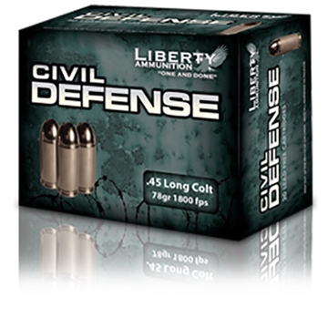 Picture of Liberty Ammunition  Civil Defense 45Colt 78gr Lead Free Fragmenting Hollow Point 20 Per Box/50 Case  LA-CD-45-031
