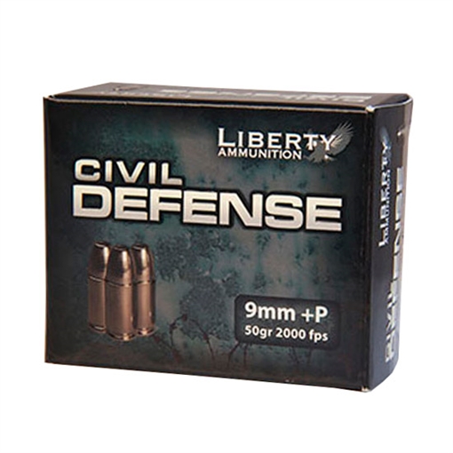 Picture of Liberty Ammunition LACD9014 Civil Defense 9mmLuger+P 50gr Lead Free Fragmenting Hollow Point 20 Per Box/50 Case LACD9014 LA-CD-9-014