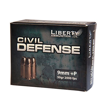 Picture of Liberty Ammunition  Civil Defense 9mmLuger+P 50gr Lead Free Fragmenting Hollow Point 20 Per Box/50 Case  LA-CD-9-014