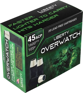 Picture of Liberty Ammunition  OverWatch 45ACP 105gr Open Cavity Design 20 Per Box/50 Case  LA-OW45-105-1600