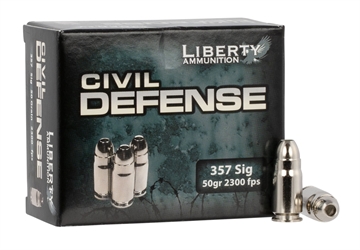 Picture of Liberty Ammunition Civil Defense 357Sig 50gr Lead Free Fragmenting Hollow Point 20 Per Box/50 Case LACD357SIG053