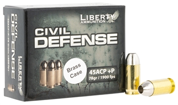 Picture of Liberty Ammunition Civil Defense 45ACP+P 78gr Lead Free Fragmenting Hollow Point 20 Per Box/50 Case LACD45013BC