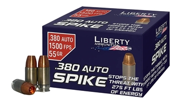 Picture of LIBERTY AMMUNITION AMMUNITION 380 ACP 55GR MACHINED OPEN-CAVITY WITH SATELLITE SPIKE 2.0 INSIDE CAVITY COPPER PROJO BRASS CASE 20 LA-SPI2-380-55-1500 LA-SPI2-380-55-1500 LASPI2380551500