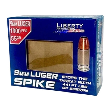 Picture of Liberty SPIKE 2.0  Handgun Ammunition 9mm Luger 55gr Solid 1900 fps 20/ct LA-SPI2-9MM-55-1900