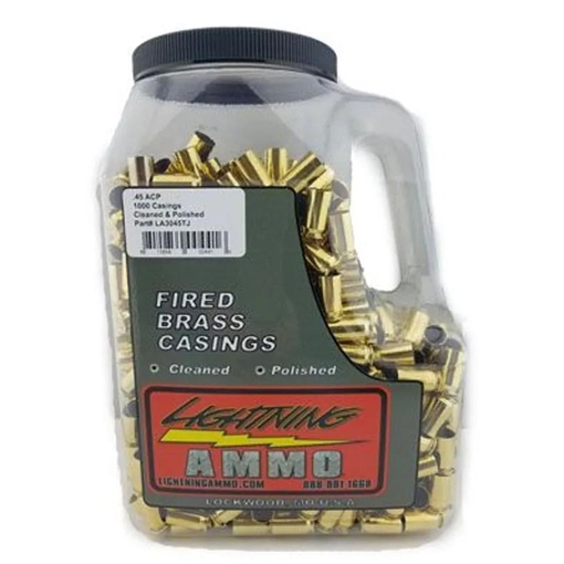 Picture of Lightning Ammo Reman. Cleaned & Polished Brass .45 ACP 500/ct Jug (Mixed Primer Size) LA-3045FJ