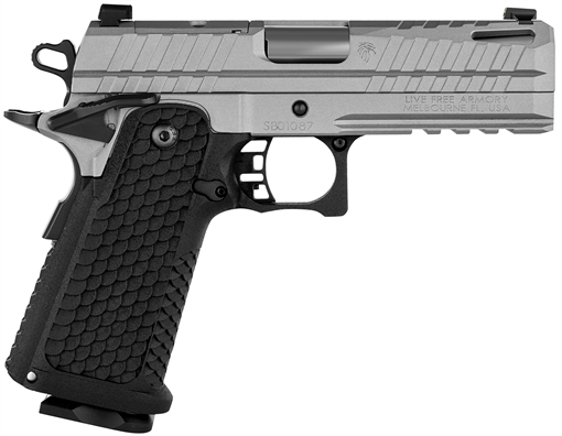 Picture of Live Free Armory Apollo 11 9mm 17+1 4.15" 416 Stainless Steel Slide Elite Gray Cerakote Black Polymer Grip LFAPF812076