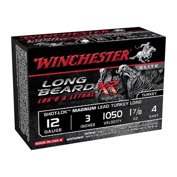 Picture of dWINCHESTER LONG BEARD 12GA 3" 1-7/8OZ #4 10RDS BX 100RD CASE STLB123M4