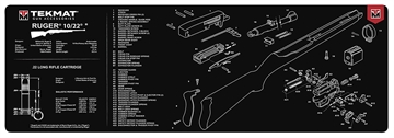 Picture of TekMat  Ruger 10/22 Cleaning Mat Black/White Rubber 12"x36" Ruger 10-22 Parts Diagram  TEK-R36-1022